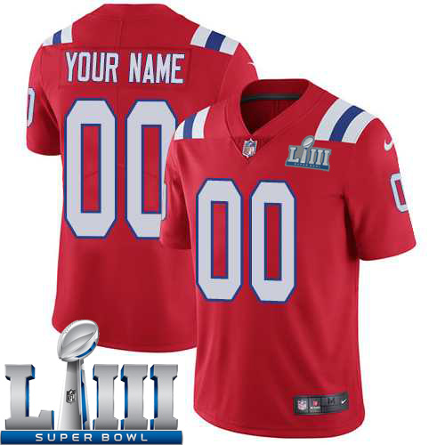 Custom Men New England Patriots Red Limited Vapor Untouchable Nike 2019 Super Bowl LIII NFL Jersey